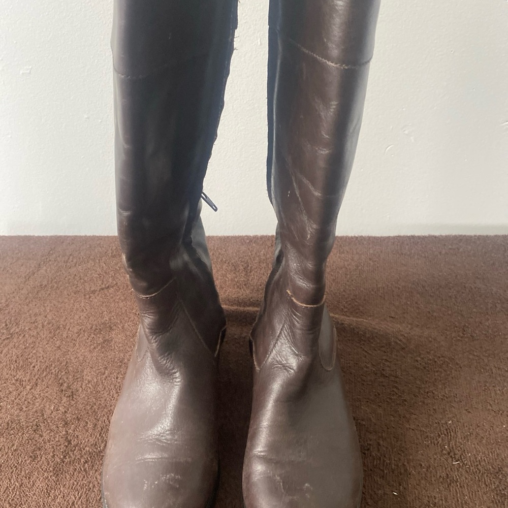Ralph Lauren Brown Winter Rain Boots Leather Knee-High
